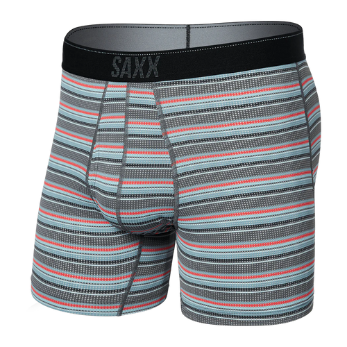 SAXX Quest Quick Dry Mesh Boxer Briefs - Field Stripe Charcoal