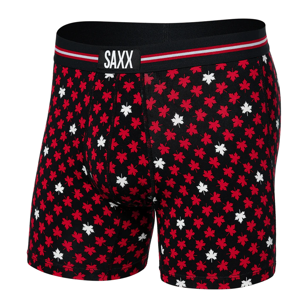 SAXX Vibe Super Soft Boxer Briefs - Maple Leaf- Black