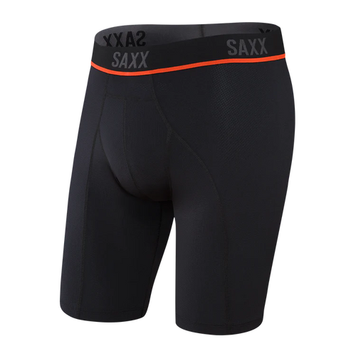 SAXX Kinetic Light-Compression Long Leg Boxer Briefs - Black
