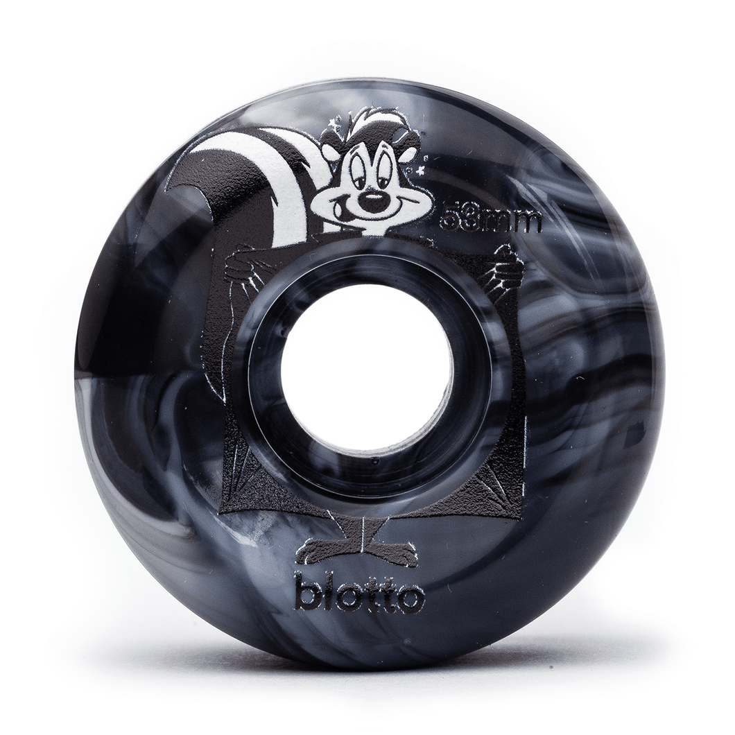 Blotto Skate Wheels: Blotto Pepe’s, Black/White Swirl 53mm 101a