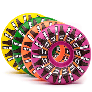 Blotto Skate Wheels: Partners In Crime, 54mm 101a, Yellow/Green/Orange/Pink.