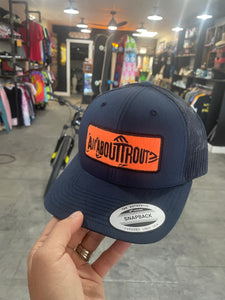 All About Trout Hat - Navy with Orange/Black Patch – Rollick Co