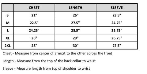 Size chart is shown click for reader friendly version